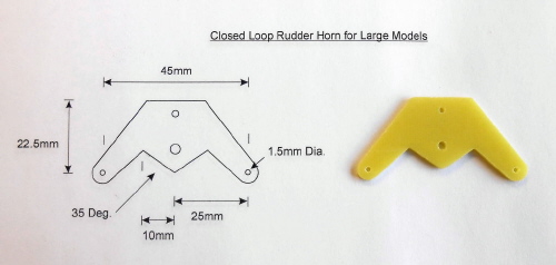 Large Model Closed Loop Rudder Epoxy Glass Control Horn 45mm