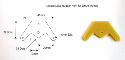 Large Model Closed Loop Rudder Epoxy Glass Control Horn 40mm