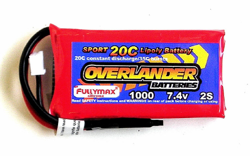 Overlander Sport Range 1000mAh 2S 7.4v 35C  Li-Po Battery