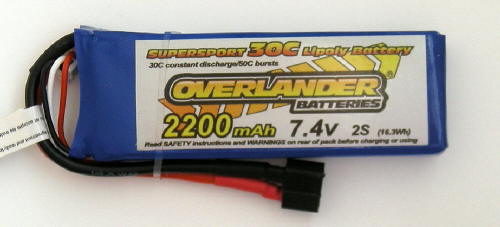 Overlander Sport Range 2200mAh 2S 7.4v 35C Li-Po Battery