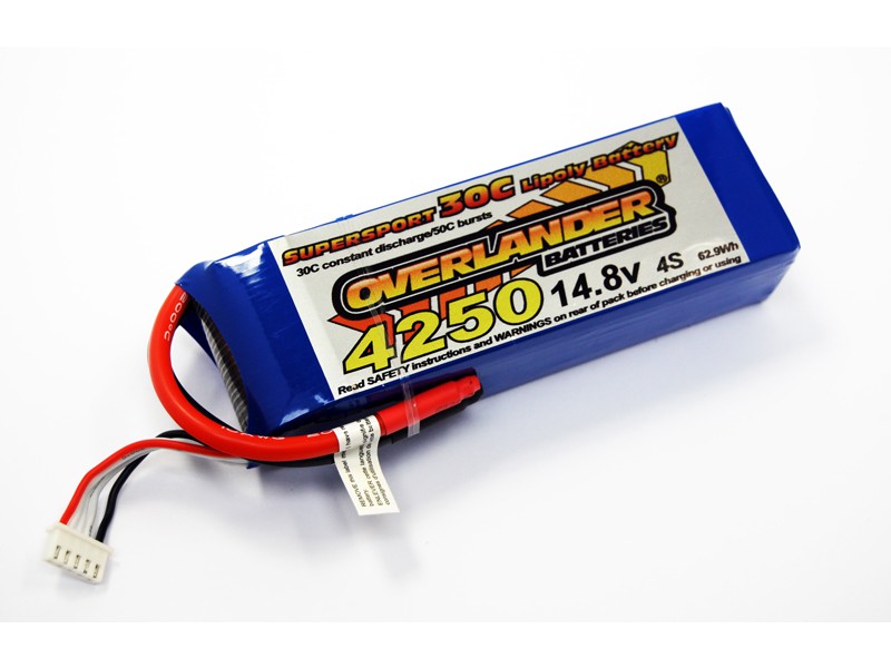 Overlander Super Sport 4250mAh 14.8v 4S 35C 66.9W Li-Poly Battery